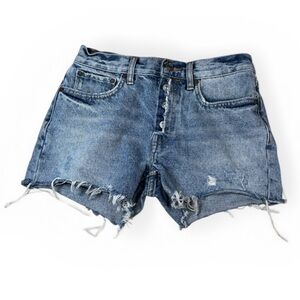 ALL SAINTS Button Down Distressed Denim Shorts Size 24